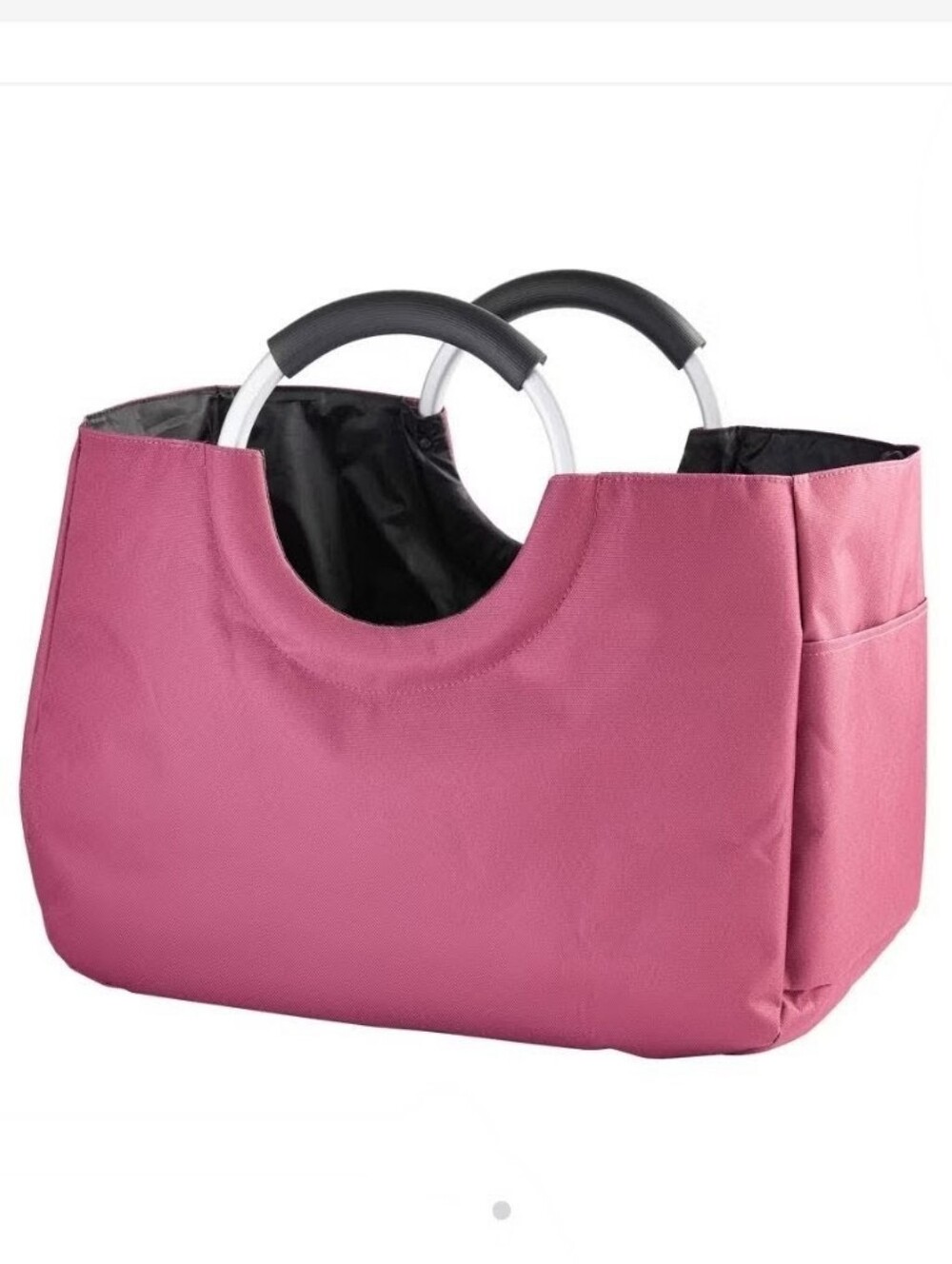 CITY TOTE Mauve Shopper Tote Bag Dual Handle Soft Grip Side Pocket 17x9x2